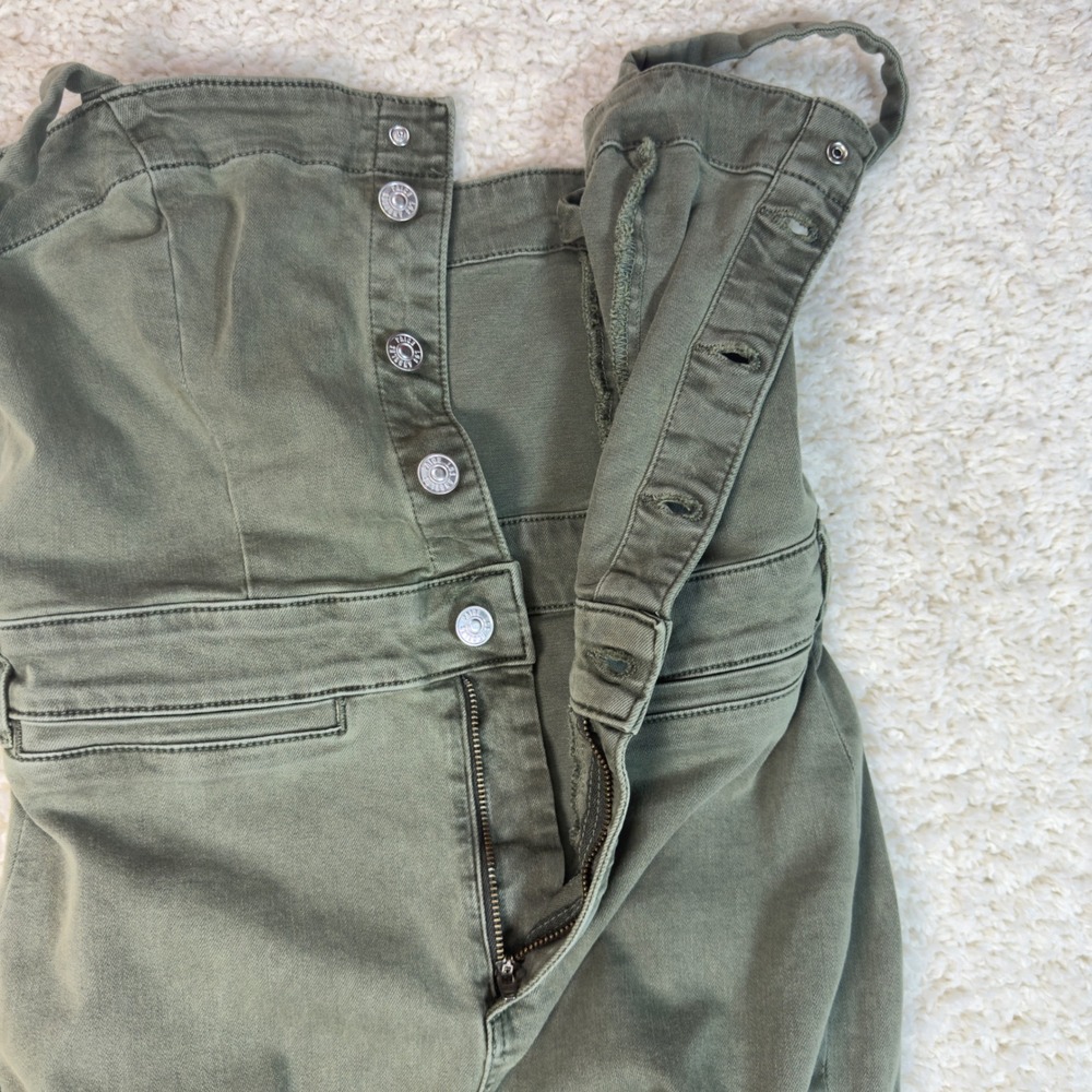 PAIGE Womens 26 Olive Green Denim Jumpsuit Sleeveless Wide Leg Utility Boho - Picture 5 of 14